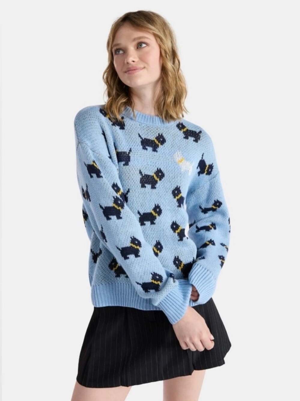 No Boundaries X Stranger Things Blue Scottie Scottie Dogs Sweater XS Erica